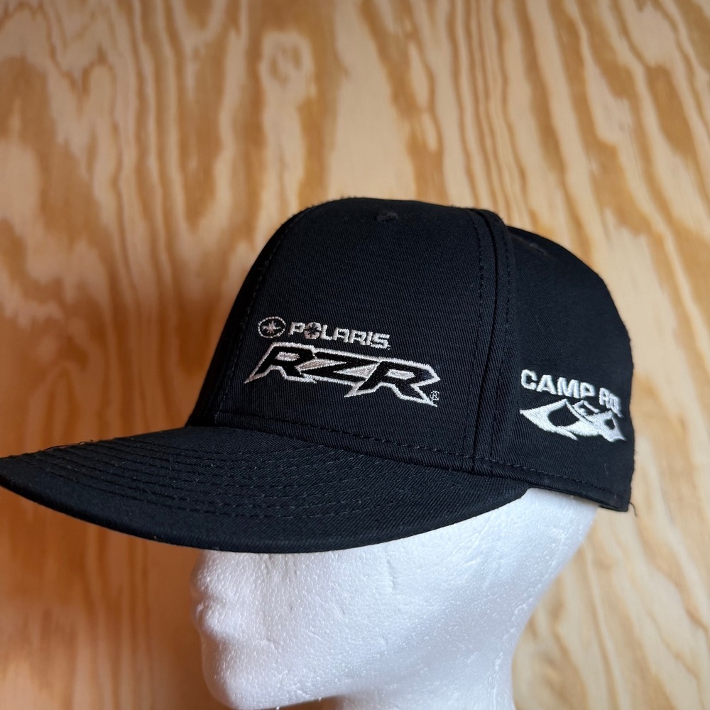 Polaris RZR Camp RZR Snapback Hat Black Embroidered OTTO Flat Bill Cap OSFM